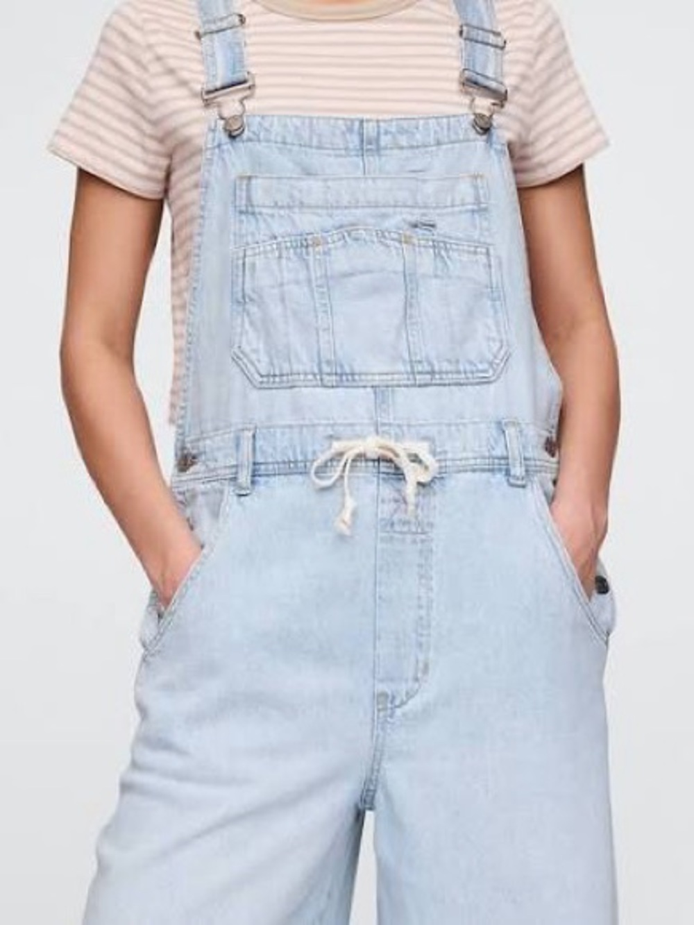 GAP Light Blue Wide-Leg Denim Overalls for Women - Picture 2 of 7